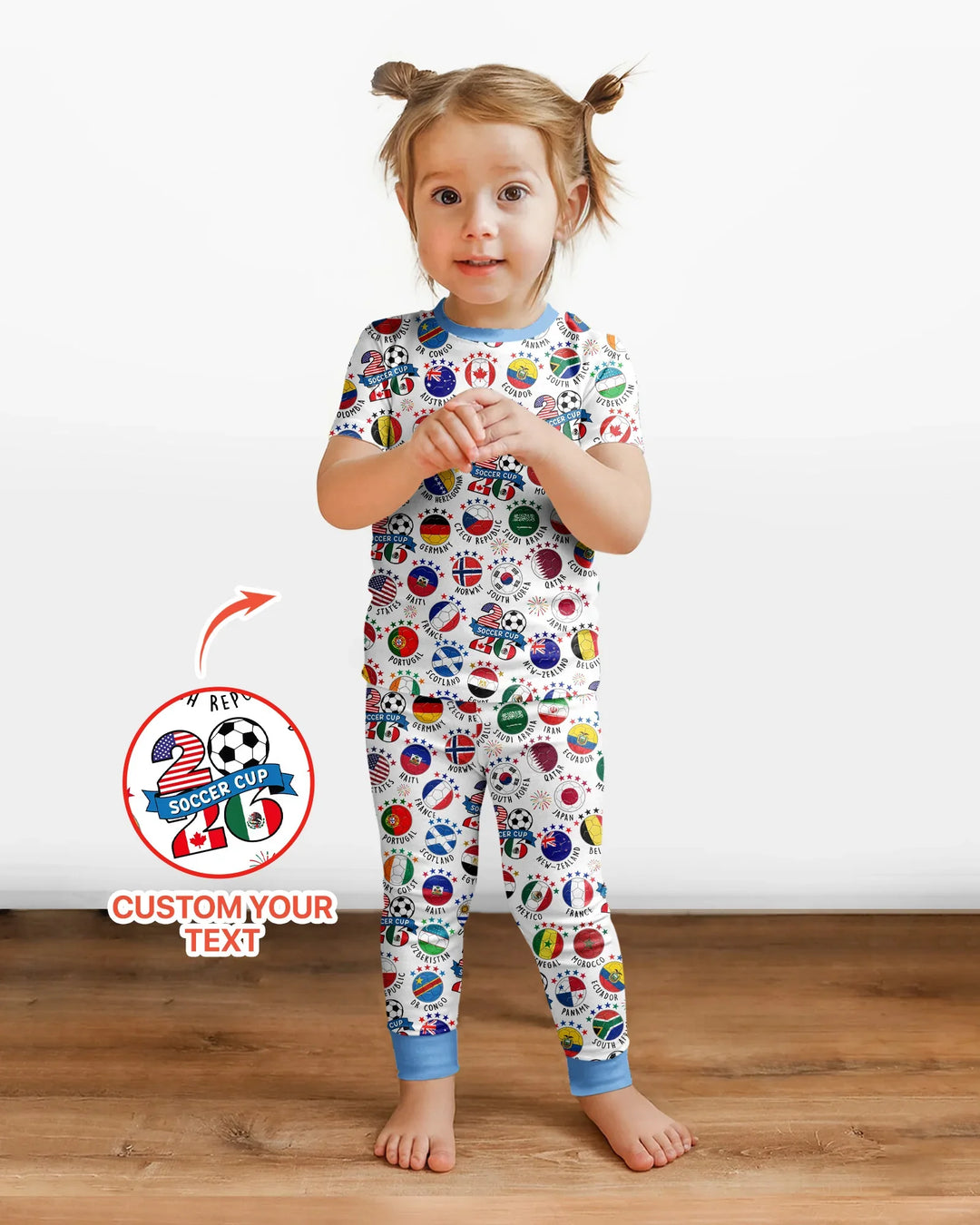 The World Plays Here 2026 Soccer Tour Bamboo Two Piece Short Sleeve Pajama Set