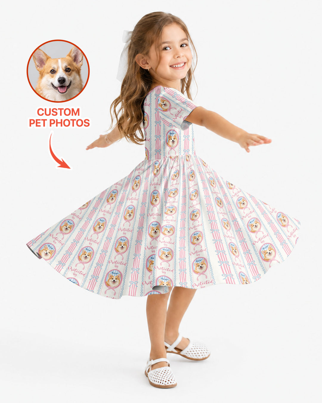Custom Coquette Pet Photo Little Protector Bamboo Twirl Dress