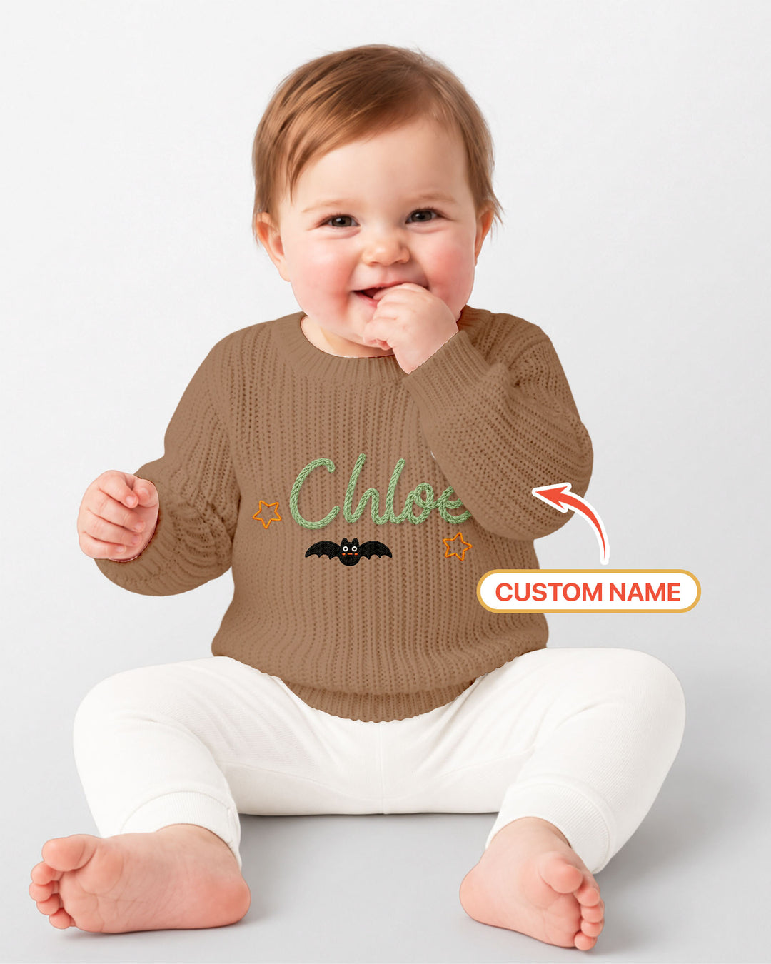 Happy Halloween Embroidered Baby Name Bamboo Knit Sweater Bubble