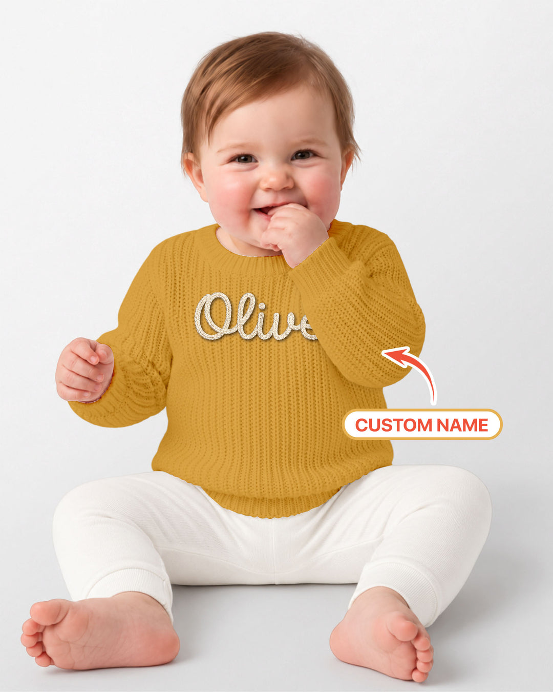Embroidered Baby Name Bamboo Knit Sweater Bubble