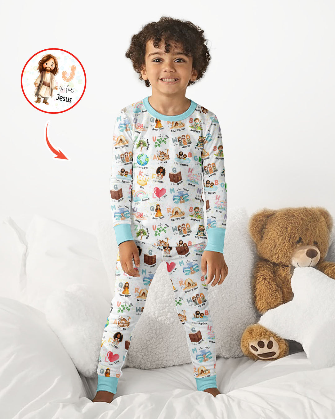 Bible ABC Alphabet Bamboo Two Piece Long Sleeve Pajama Set