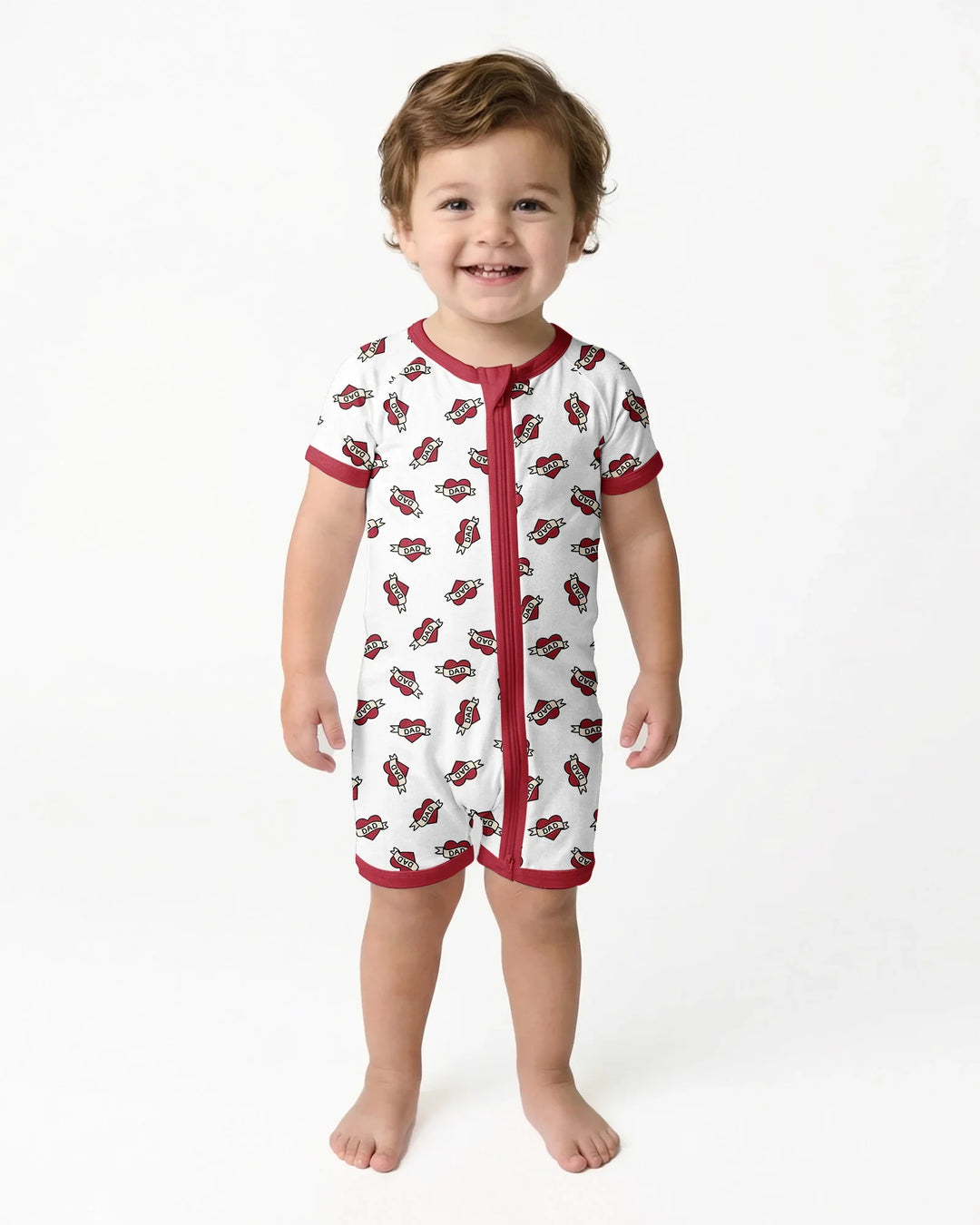 Old School Dad Hearts Daddy & Me Matching Bamboo Shorty Zippy