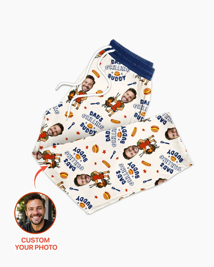 Custom Photo Dad's Grilling Buddy Family Matching Bamboo Men's Pajama Set