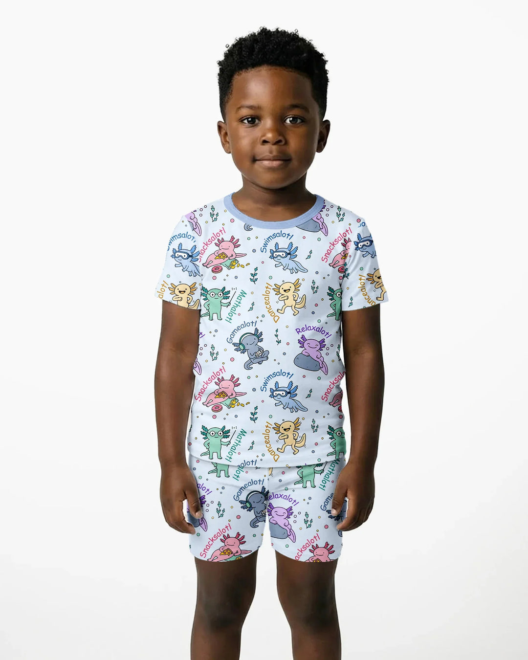 A Lotta Axolotls Bamboo Two Piece Short Sleeve Shorts Pajama Set