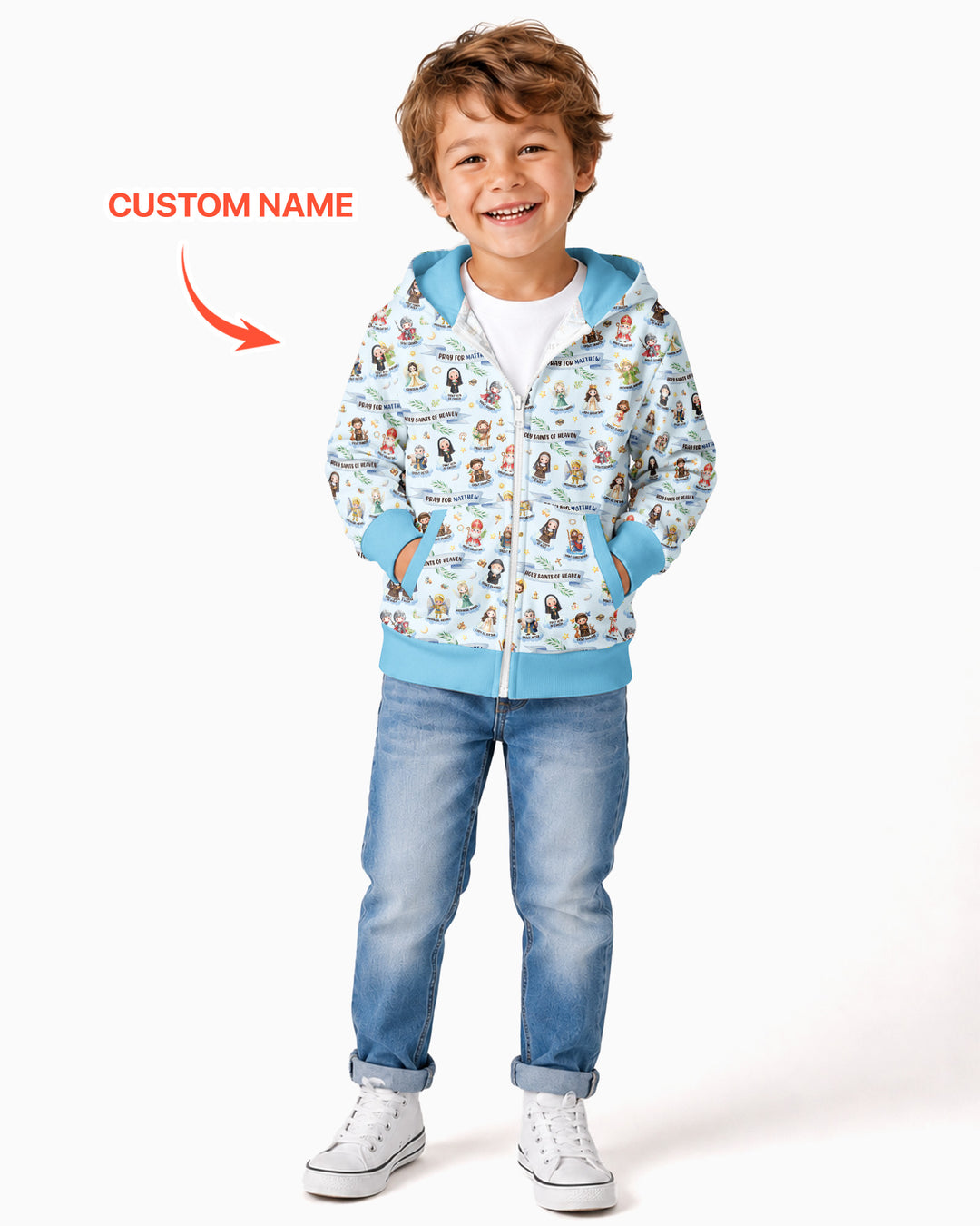 Holy Saints of Heaven Custom Name Bamboo Zip Hoodie