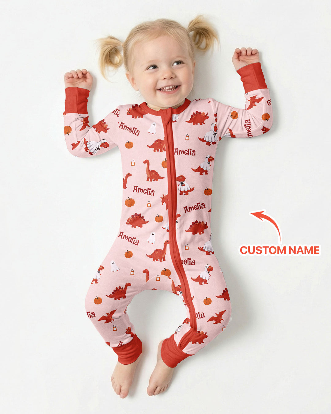 Custom Name Spooky Dinosaur Halloween - Personalized Bamboo Convertible Zippy