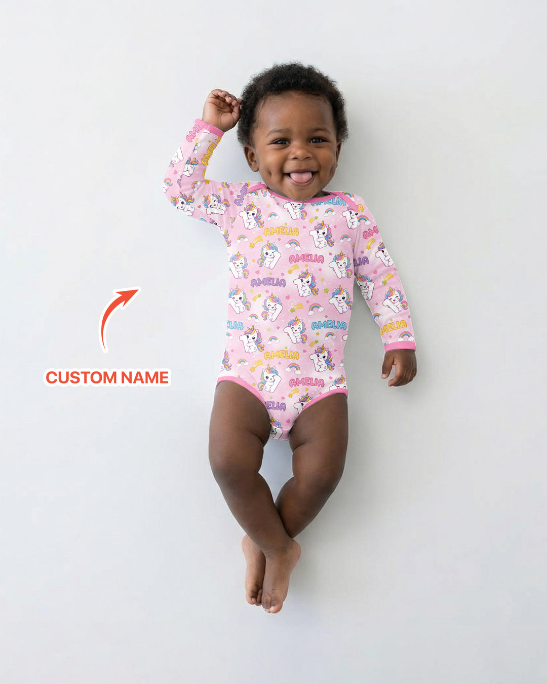 Custom Name Kawaii Unicorn Birthday Bamboo Bodysuit