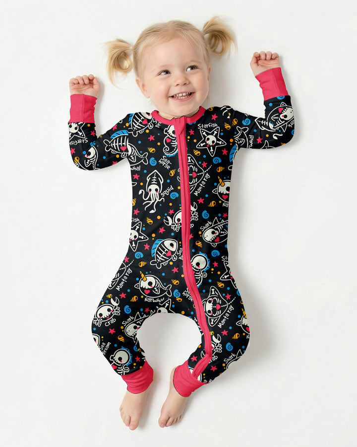 Kawaii Skeleton Ocean Animals Bamboo Convertible Zippy