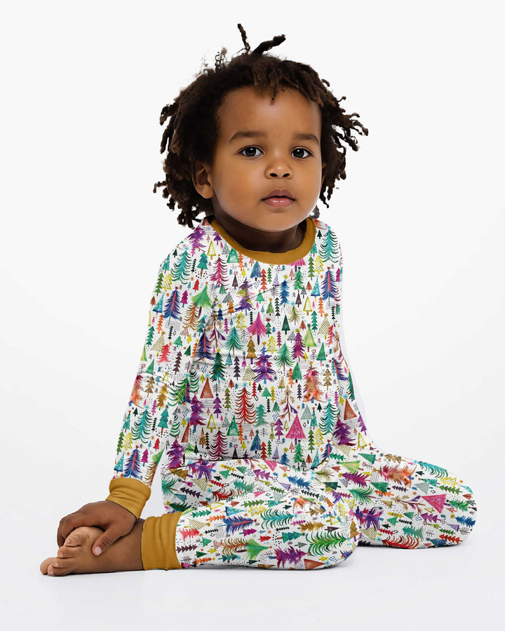 Christmas Trees Decoration Bamboo Two Piece Long Sleeve Pajama Set
