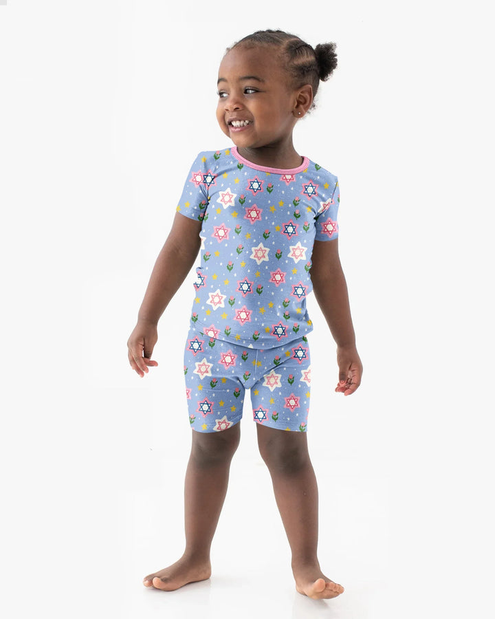 Conjunto de Pijama de Dos Piezas de Bambú con Mangas Cortas y Pantalones Cortos