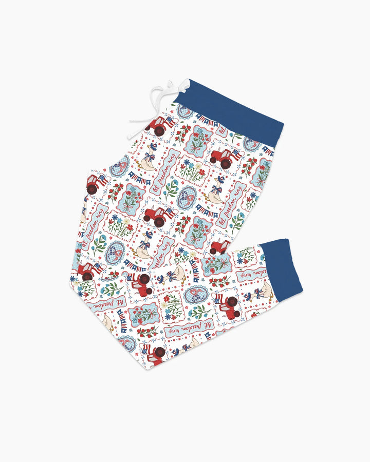 Pijama de mujer de bambú a juego para la familia de gansos tontos patrióticos de EE. UU.