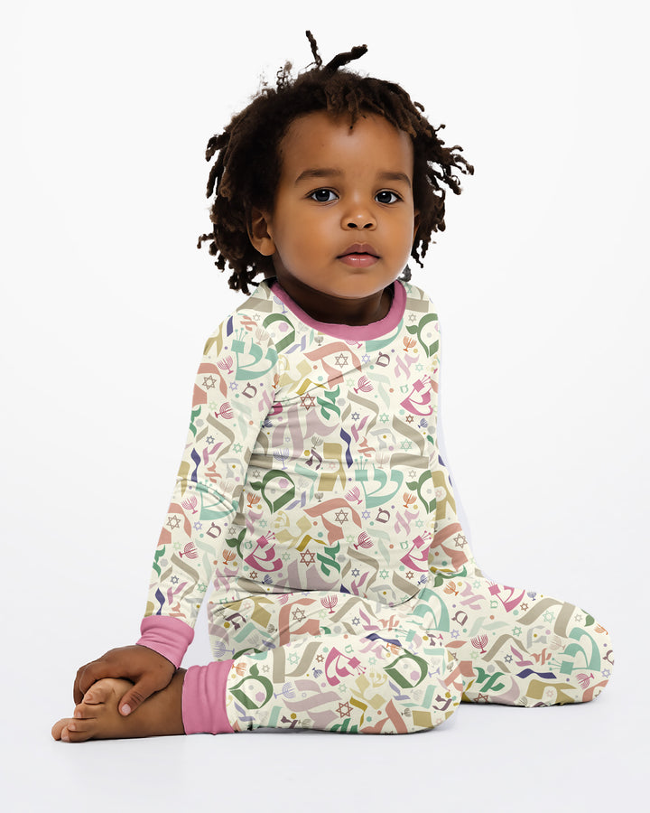 Zweiteiliges Langarm-Pyjama-Set mit Sommerfrüchten