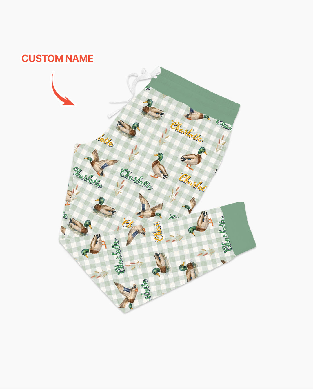 Mallard Duck Custom Name Bamboo Women Pajama Set