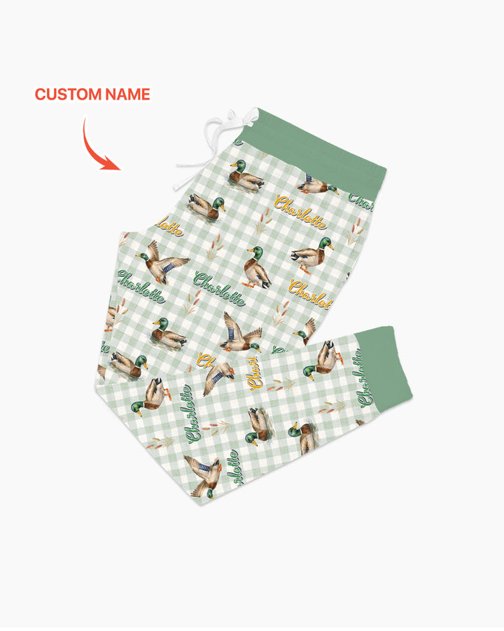 Mallard Duck Custom Name Bamboo Women Pajama Set