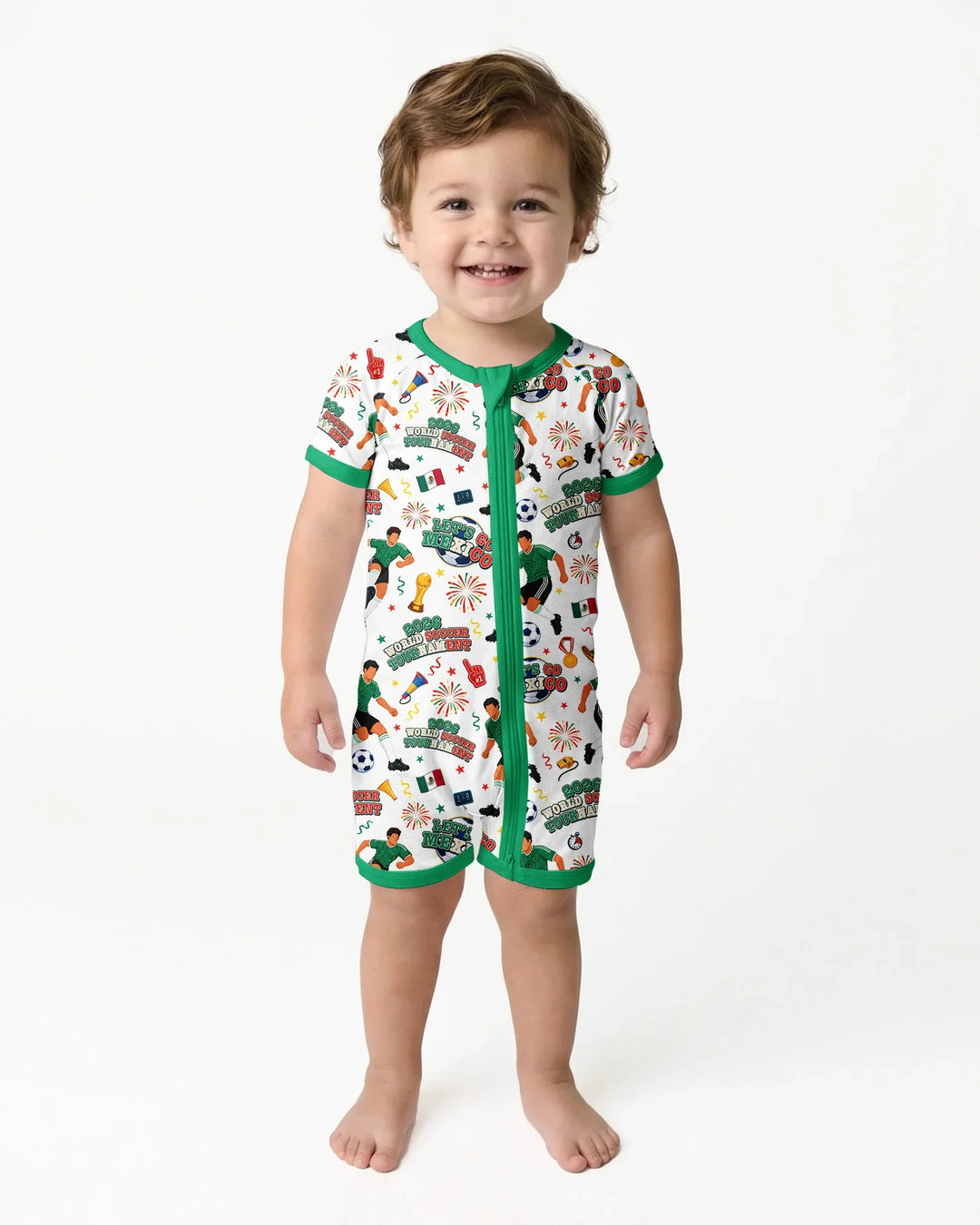 World Soccer Tournament Let's Go Mexico Family Matching Bamboo Shorty Zippy