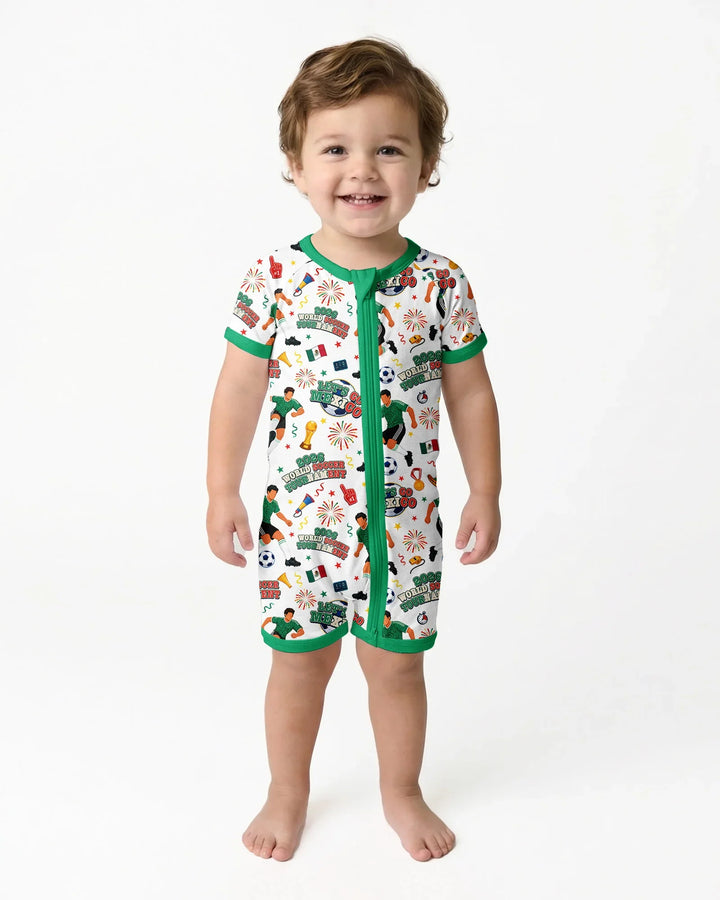 World Soccer Tournament Let's Go Mexico Family Matching Bamboo Shorty Zippy