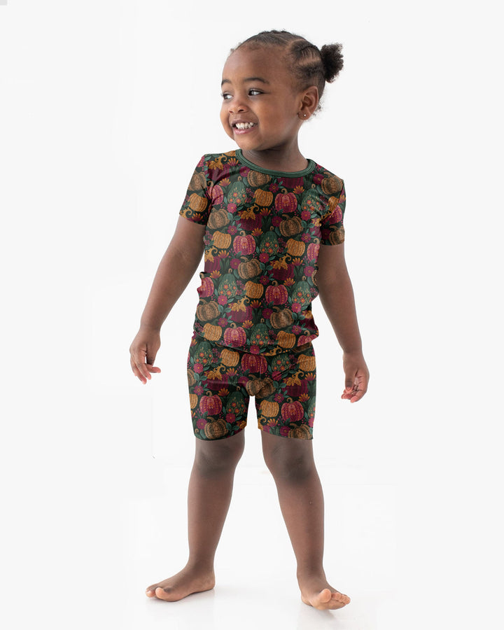 Velvet Pumpkins Bamboo Two Piece Short Sleeve Shorts Pajama Set