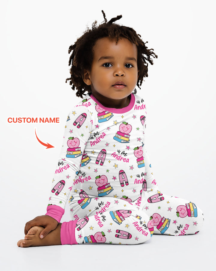 Conjunto de pijama de dos piezas de bambú con mangas largas, plantilla PERSONALIZADA