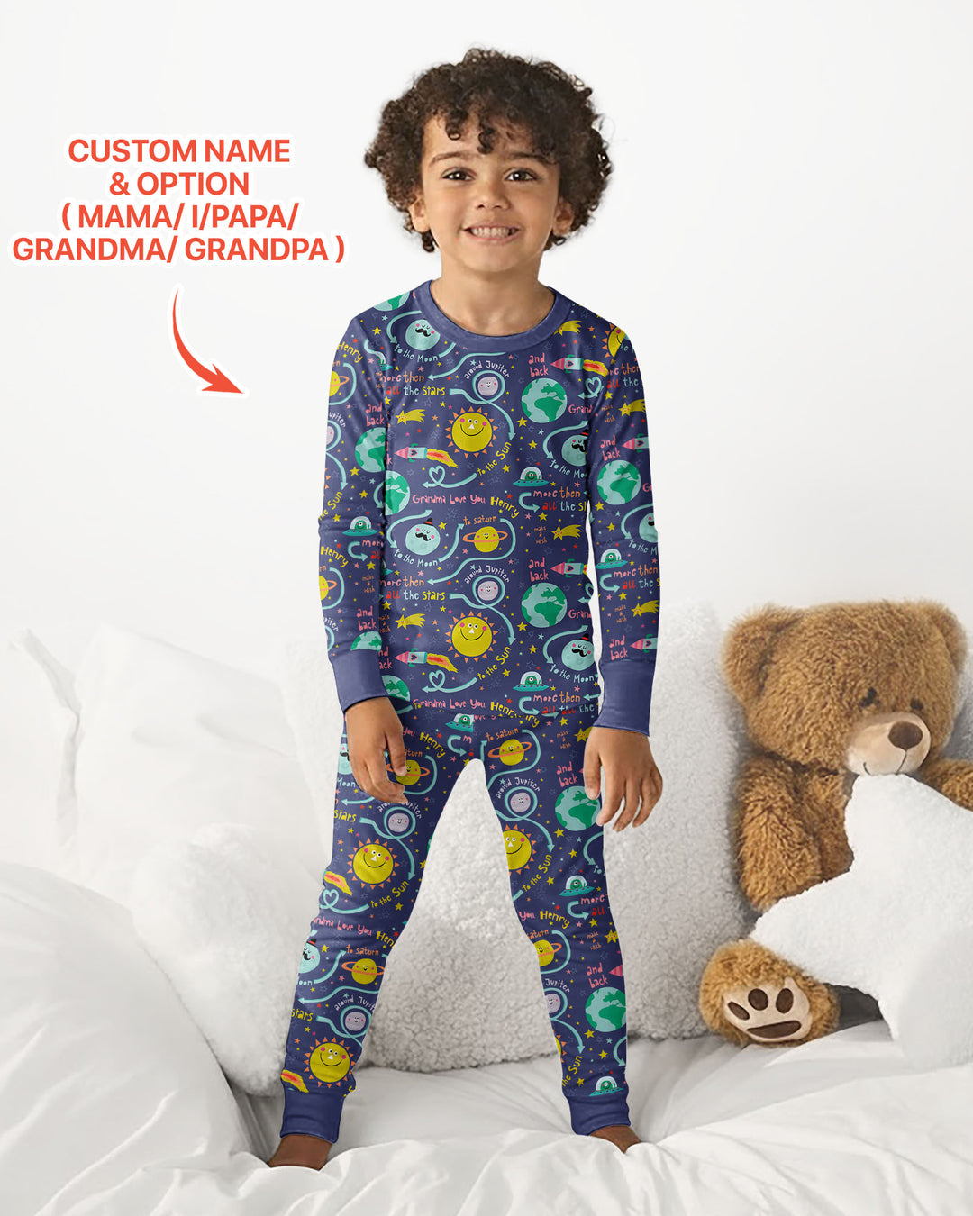 Conjunto de pijama de dos piezas de bambú con mangas largas, plantilla PERSONALIZADA