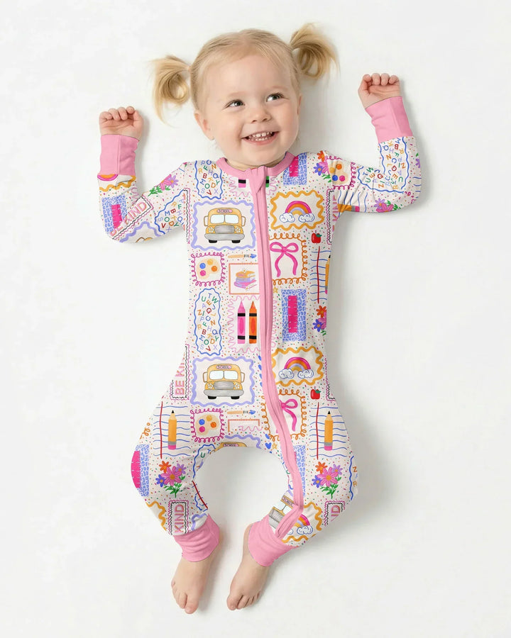 Colorful Doodle School Bamboo Convertible Zippy