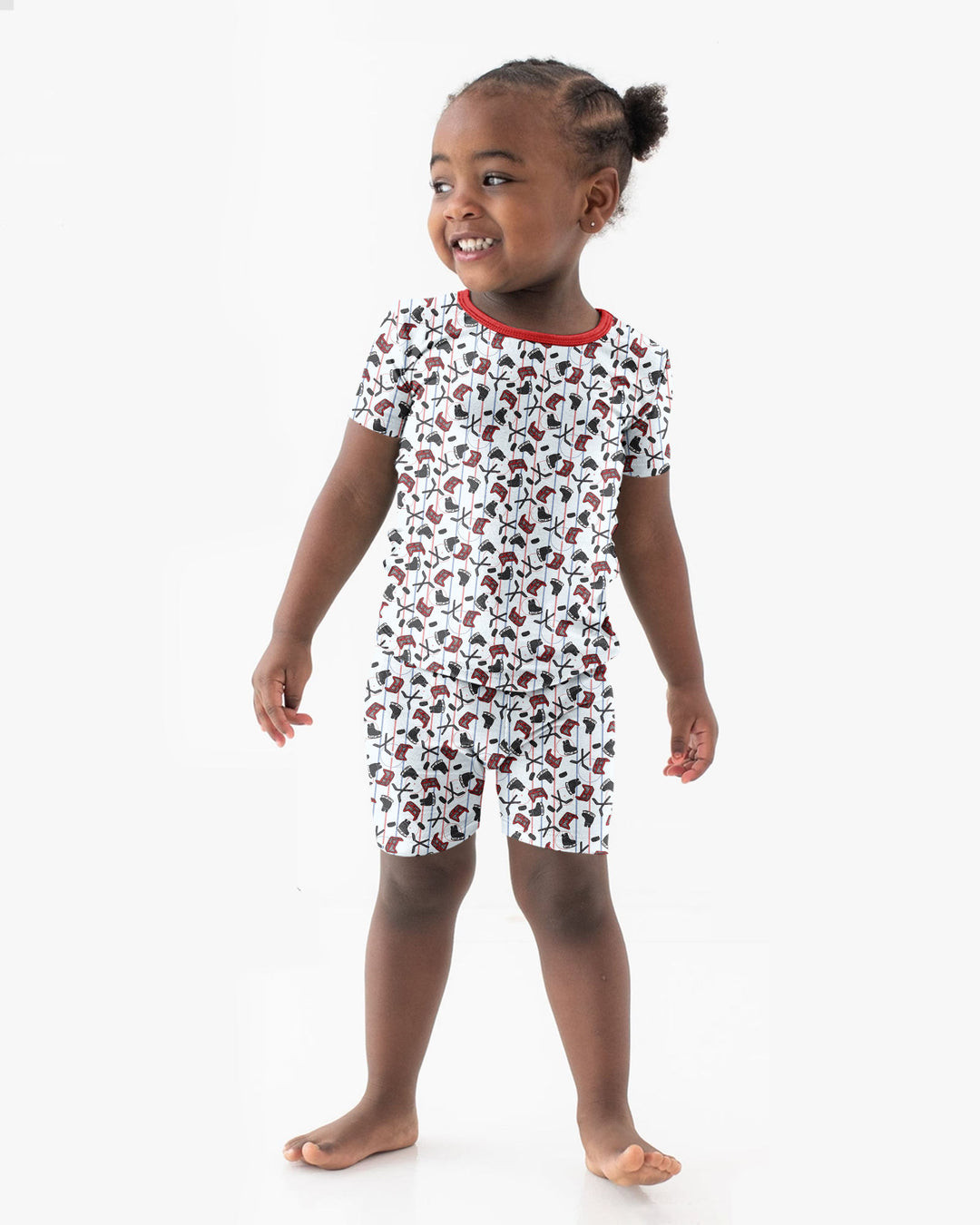 Hockey Rink Bamboo Two Piece Short Sleeve Shorts Pajama Set