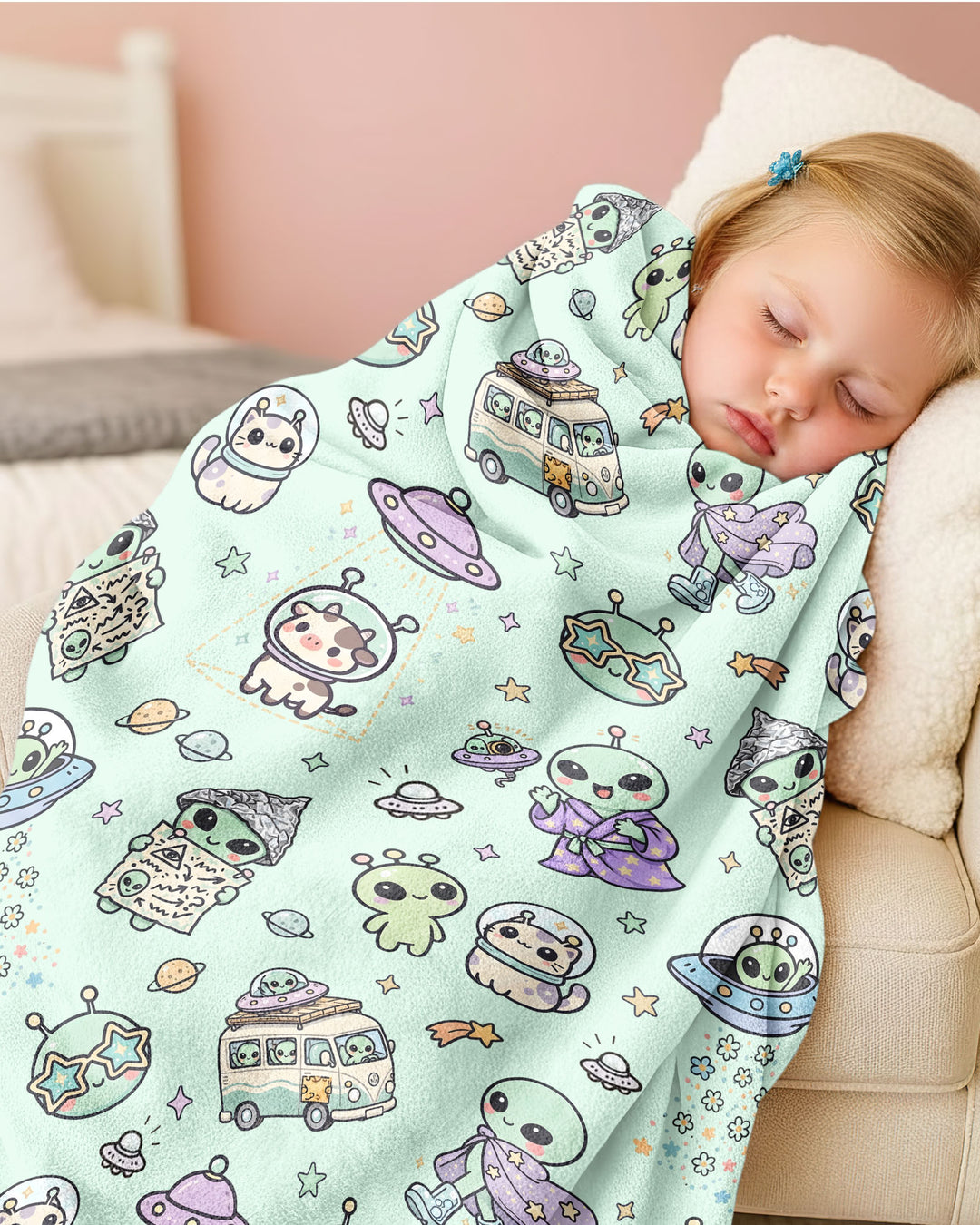 Little Alien Explorer Bamboo Blanket