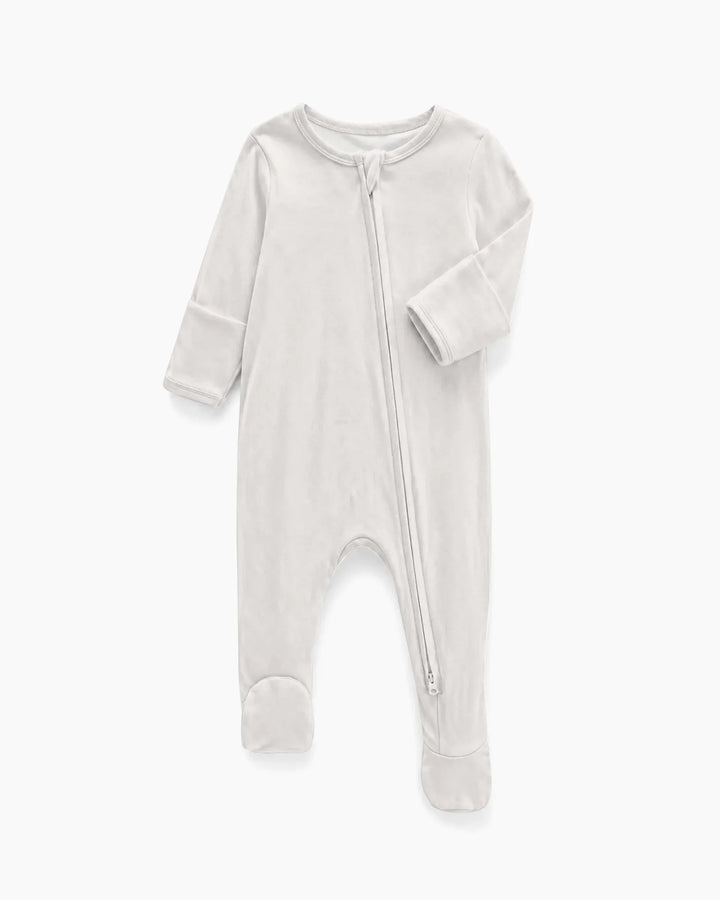 Solid Color Bamboo Zippered Footie Romper