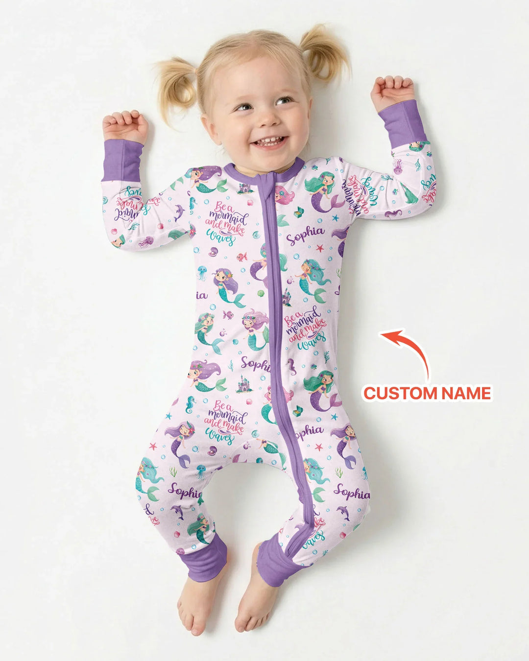Custom Name Mermaid Make Waves Bamboo Convertible Zippy