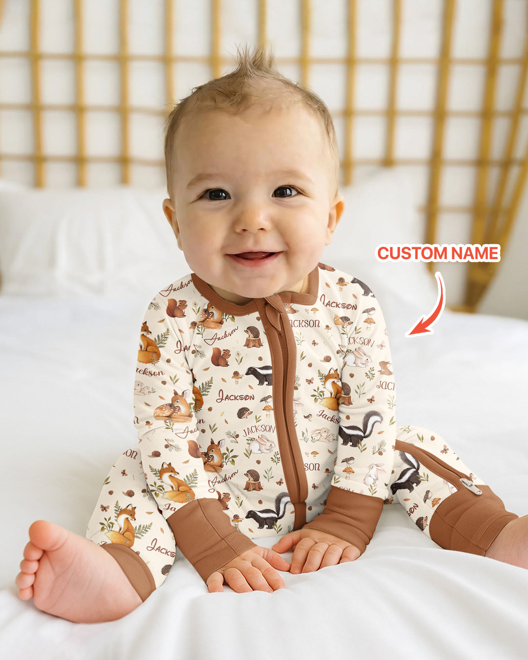 Custom Name Woodland Friends Bamboo Convertible Zippy
