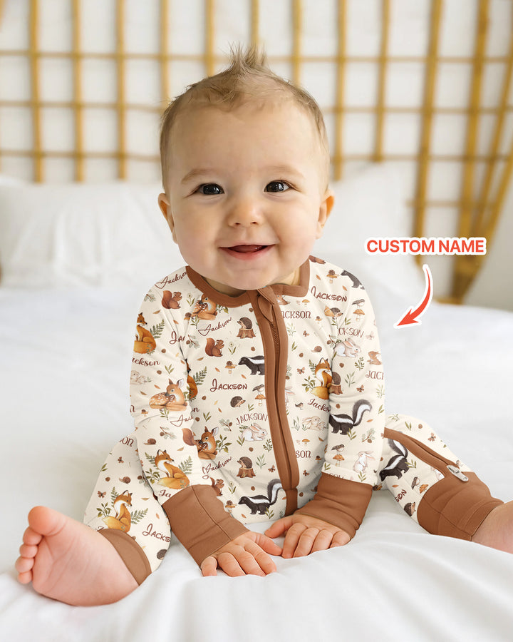 Custom Name Woodland Friends Bamboo Convertible Zippy