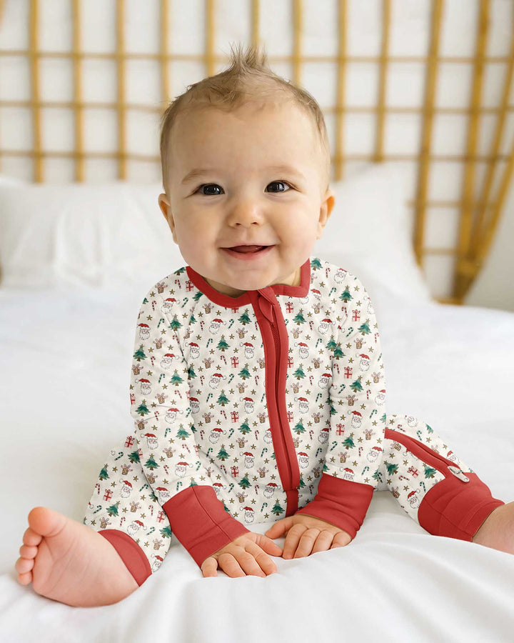 Vintage Santa Christmas Doodles Bamboo Convertible Zippy