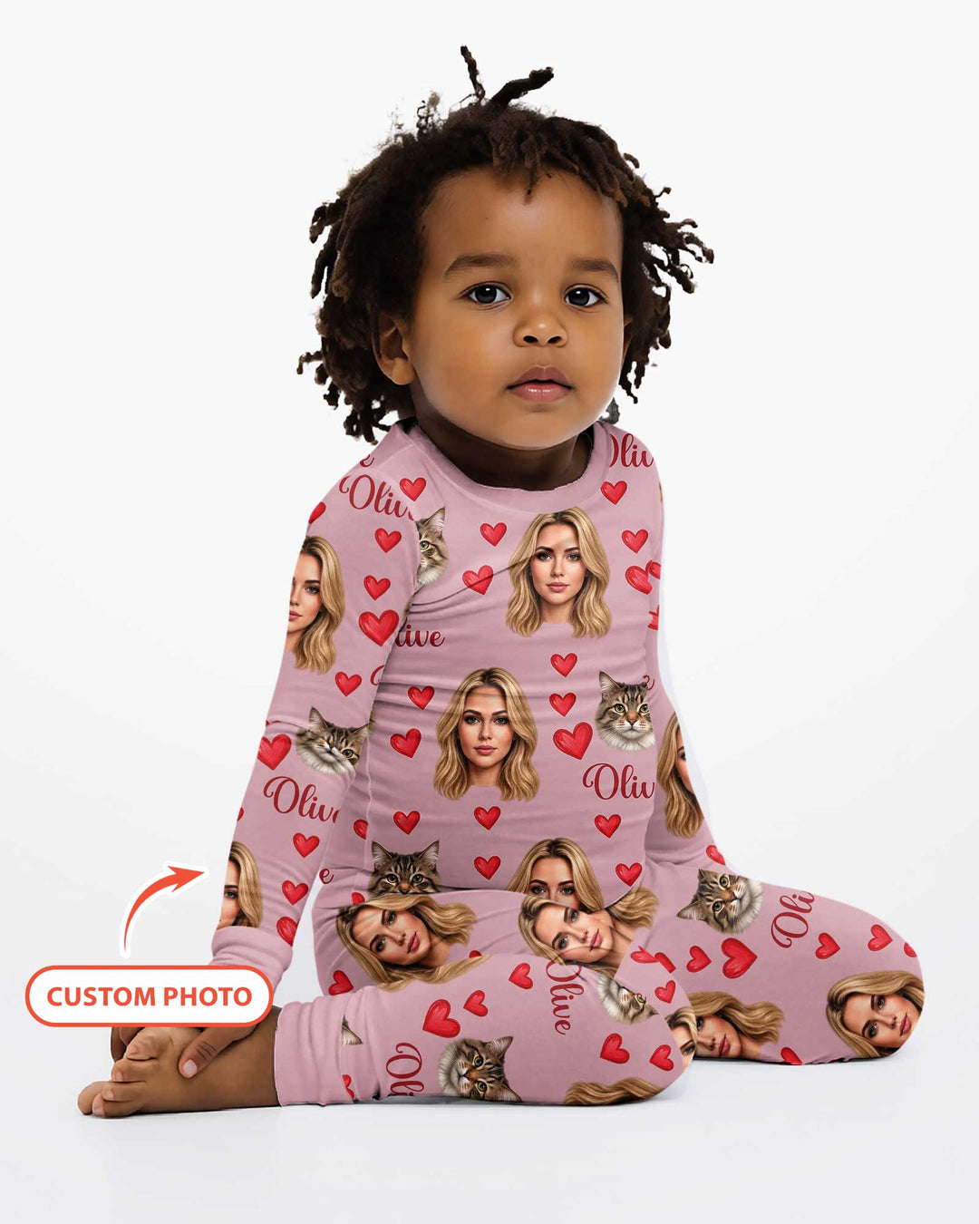 Custom Face Family Matching Bamboo Two Piece Long Sleeve Pajama Set