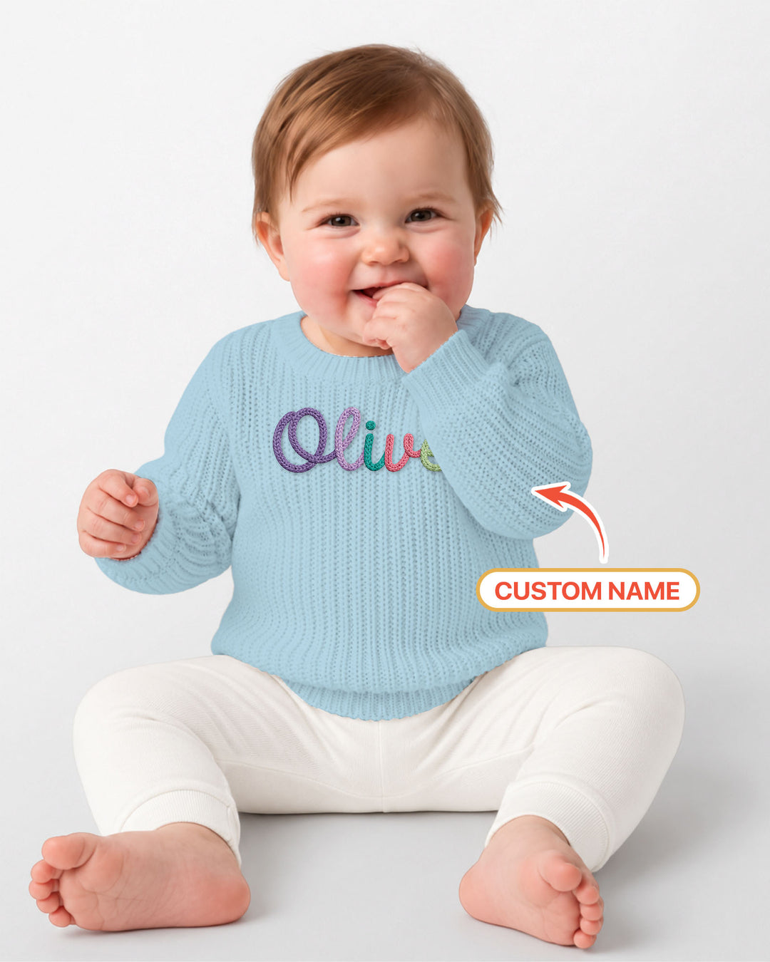 Embroidered Baby Name Bamboo Knit Sweater Bubble