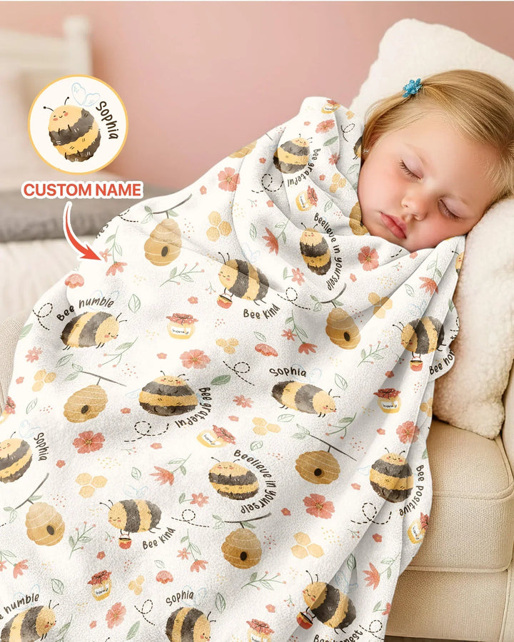 Bee Kind Custom Name Bamboo Blanket