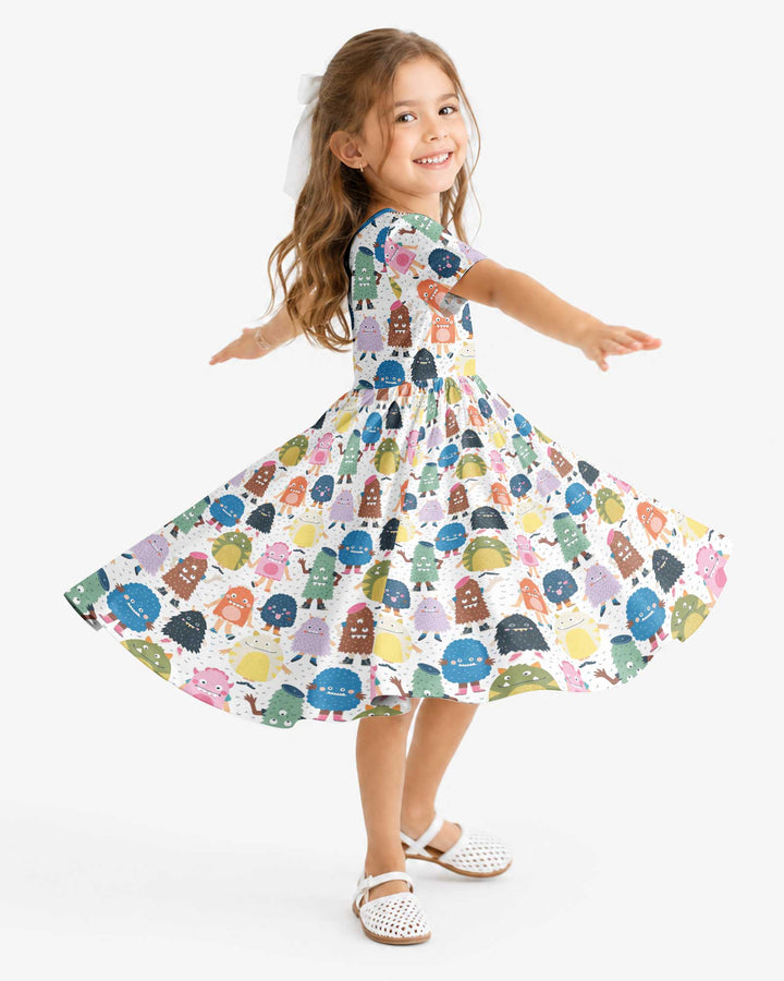 (Not So) Scary Monsters Bamboo Twirl Dress