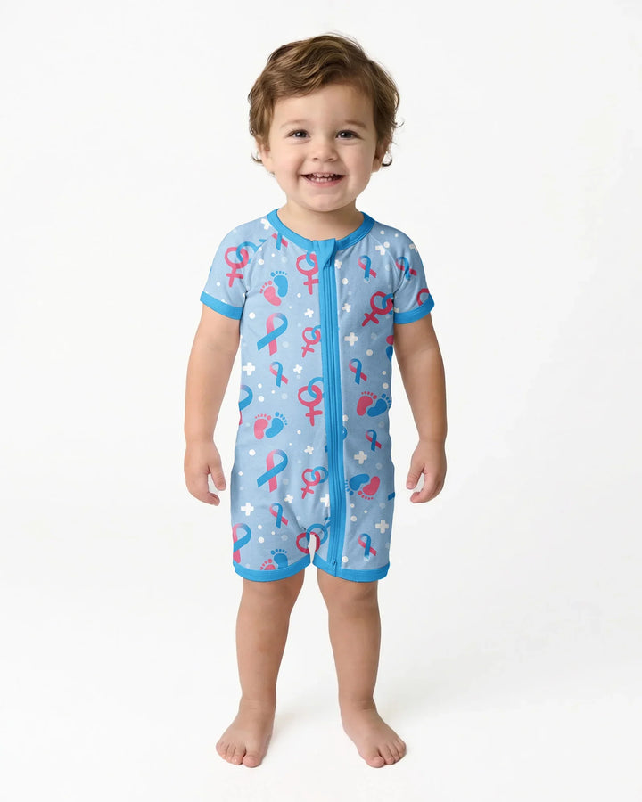 Infertility Awareness Blue and Pink Bamboo Shorty Zippy