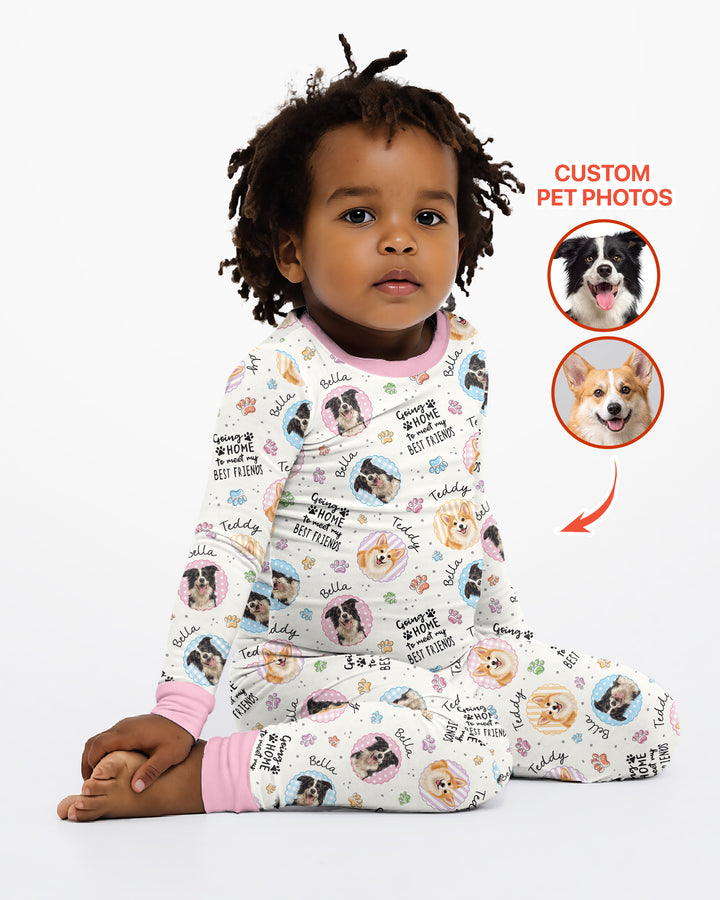 Custom Pet Photo My First Best Friend Bamboo Two Piece Long Sleeve Pajama Set