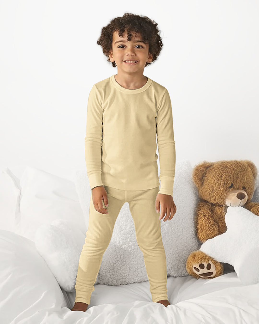 Conjunto de pijama de dos piezas de bambú en blanco antiguo