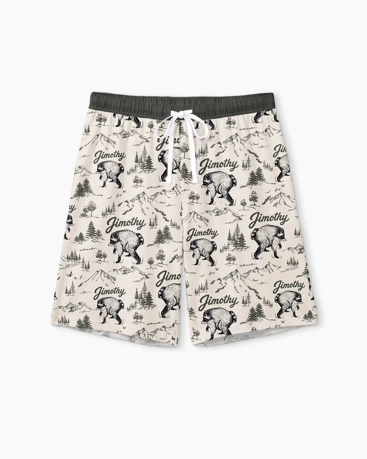 Vintage Jimothy Racoon Family Matching Bamboo Men Short Sleeve Short Pajama Set