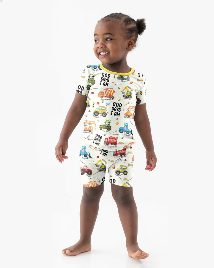 Dios Dice Soy Niño Bambú Conjunto de Pijama de Dos Piezas de Manga Corta y Pantalón Corto