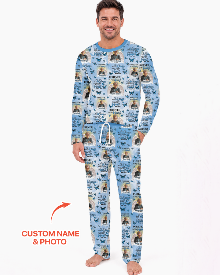 Custom Photo Forever In My Heart Family Matching Bamboo Men Pajama Set