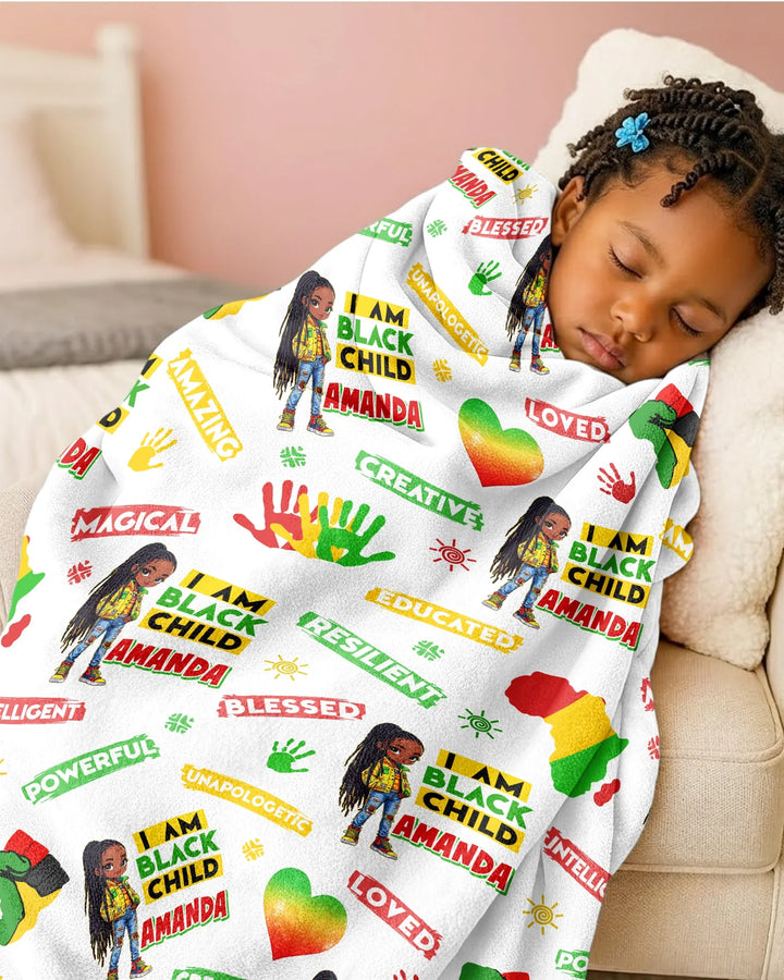 Custom Name I Am Black Child Magical Bamboo Blanket