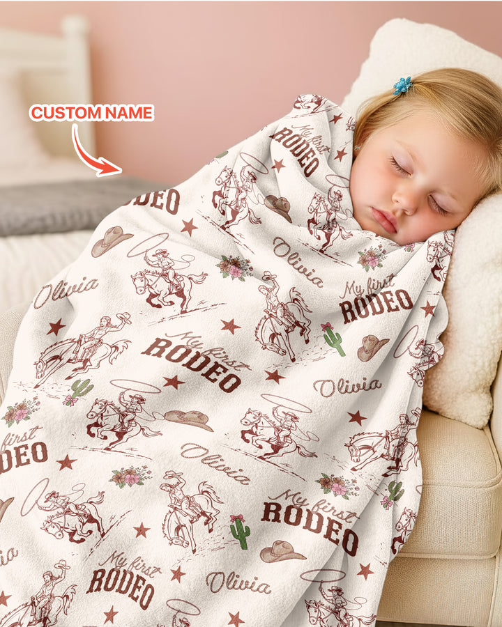 Custom Name First Rodeo Family Matching Bamboo Blanket