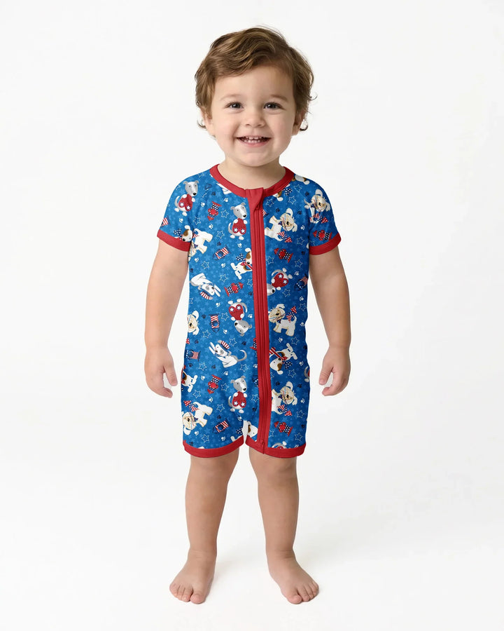 Red, White & Woof Family Matching Bamboo Shorty Zippy