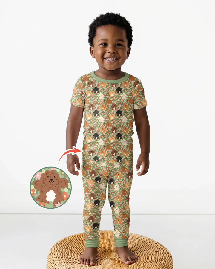 Puppy Garden Family Matching Bamboo Two Piece Short Sleeve Pajama Set