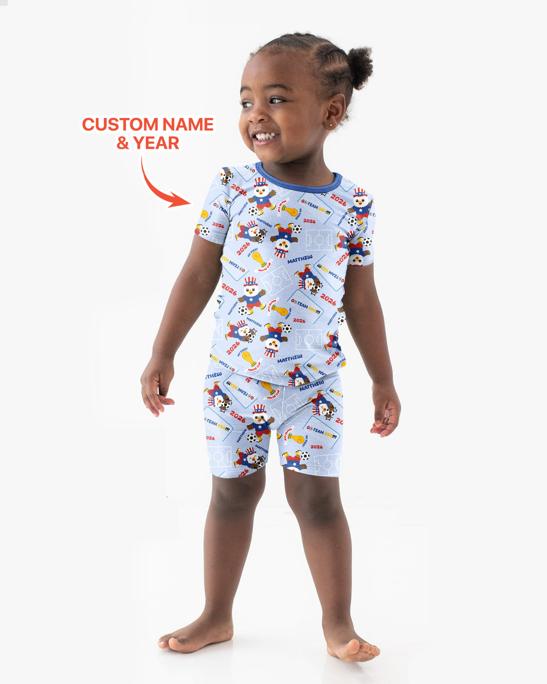 Pijama de bambú de dos piezas de manga corta con pantalón corto, plantilla personalizada