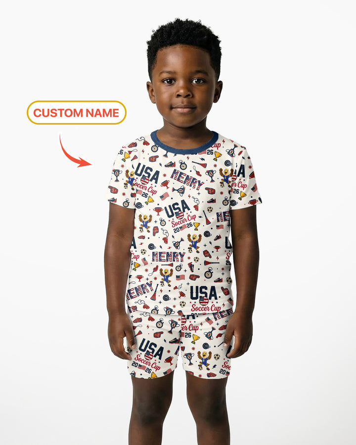 My First Soccer Cup 2026 Bamboo Two Piece Short Sleeve Shorts Pajama Set