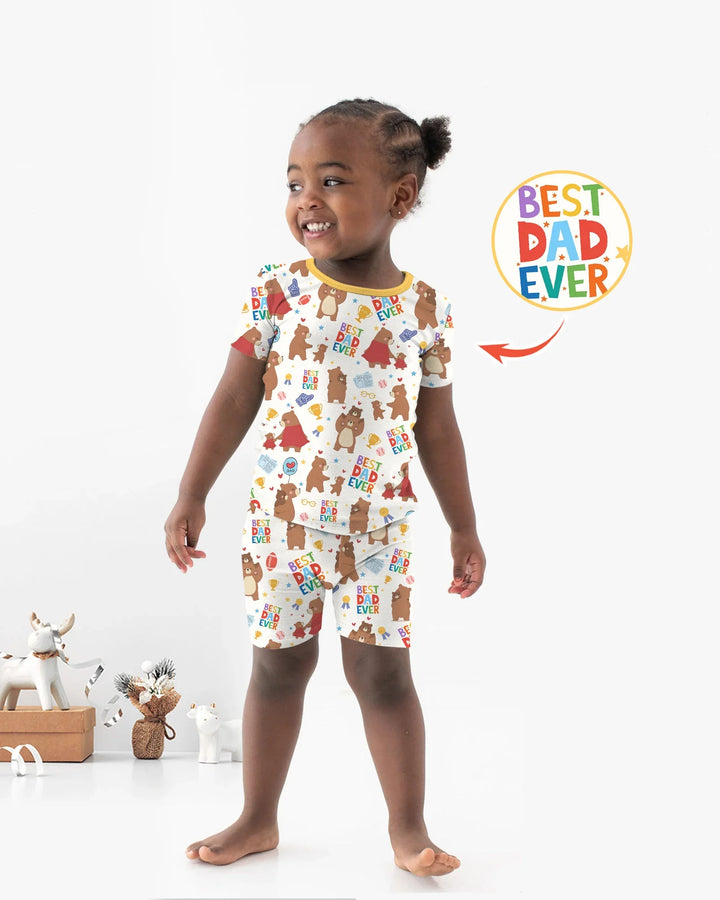 Best Daddy Bear Ever Family Matching Bamboo Two Piece Short Sleeve Shorts Pajama Set