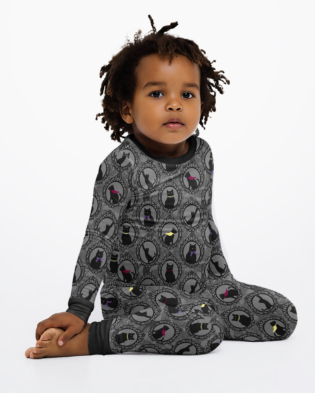 Midnight Cat Parade Bamboo Two Piece Long Sleeve Pajama Set