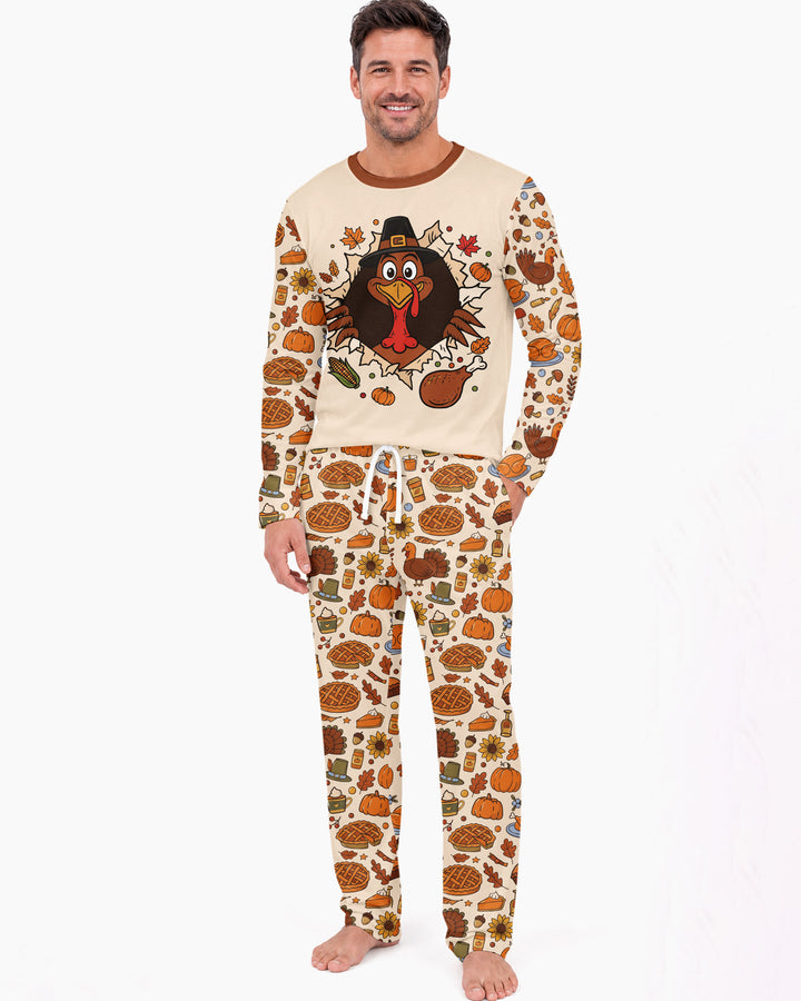 Funny Turkey on Thanksgiving Bamboo Men's Pajama Set